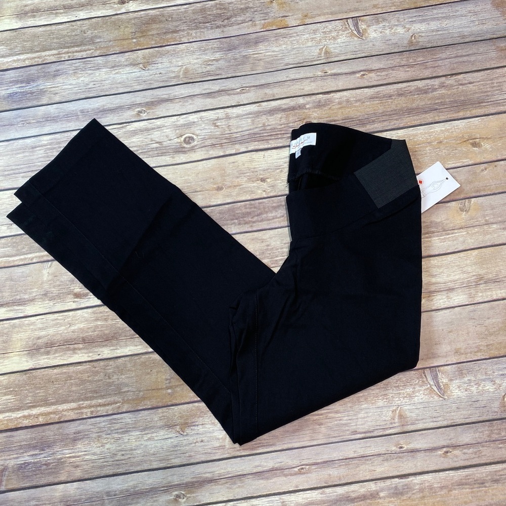 Margaret M Maternity pull on straight leg plain black Slimming underbelly Pants
